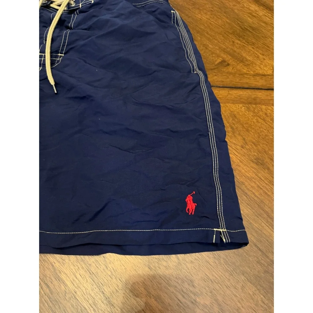 Polo Ralph Lauren Mens Navy Blue Swim Trunks Cargo Pocket XL Red Pony Logo